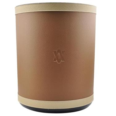 Imagem de Lixeira Revestida Sintético Vayly para Escritório ou Residência com Acabamento Sofisticado e Resistente. (Caramelo)