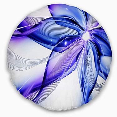 Imagem de Designart Fractal Flor Azul Brilhante Floral, Sala de Estar, Sofá, Almofada de Alta Qualidade + Capa de Almofada Impressa em ambos os lados 40,64 cm