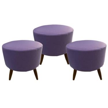 Imagem de Kit 3 Peças Capa Puff Redondo Pé Palito Malha Com Elástico