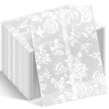 Imagem de Fullhawl 25 peças de jaquetas de velino de casamento a granel para convites de 13 x 18 cm, kit de acessórios para convites de casamento, papel de velino, enchimento de envelopes, forros para chá de