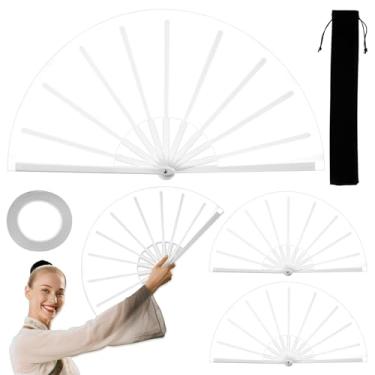 Imagem de 4 peças de leque chinês de Kung Fu Tai Chi, ventiladores dobráveis portáteis para homens e mulheres, apresentações, decorações de dança, festival (branco)