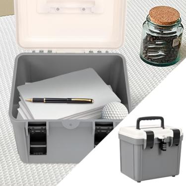 Imagem de DJAPWPX Cofre com combinação de grande capacidade – Cofre de documentos com trava segura, organizador de armazenamento portátil para casa, escritório e viagens (cinza)