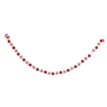 Imagem de IEUDNS Guirlanda de bolas de feltro de Natal, guirlanda de cordas, bandeirinhas de bolas vermelhas e brancas para decoração de parede, festa de aniversário e