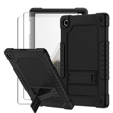 Imagem de Para Walmart Onn 10.4 Tablet Pro 2023 Modelo: 100110603 Capa à prova de choque com protetor de tela de vidro temperado, alça de ombro e suporte para crianças para Walmart Onn 10.4 Tablet Pro (preto +