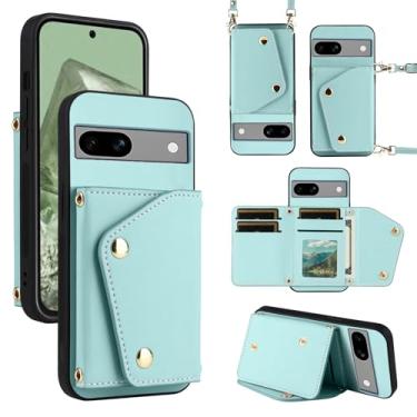 Imagem de Dibosom Capa carteira de luxo para Google Pixel 7 5G com 5 compartimentos para cartão fina e alça de ombro, suporte de cartão de crédito, acessórios para celular para Pixel7 Pixle Seven 6.3 Mint