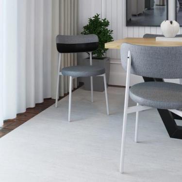 Imagem de Conjunto 2 Cadeiras de Jantar Kyta Tecido Mesclado Est.Branca - Metali