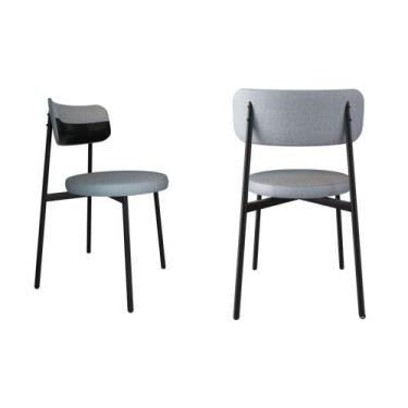 Imagem de Conjunto 2 Cadeiras de Jantar Kyta Tecido Mesclado Est.Preta - Metalig