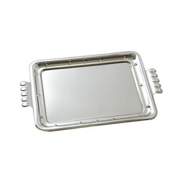 Imagem de Bandeja Grande Lisa Retangular Com Alças Servir Café Chá Inox - Panthe