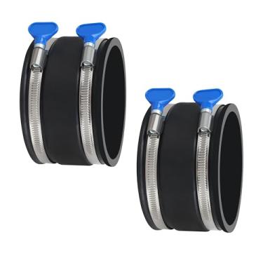 Imagem de Manguito flexível de controle de poeira de 10 cm e braçadeiras de mangueira de chave ajustáveis para mangueiras de coleta de poeira de madeira, encaixe de acoplador de manguito de borracha -2 unidades
