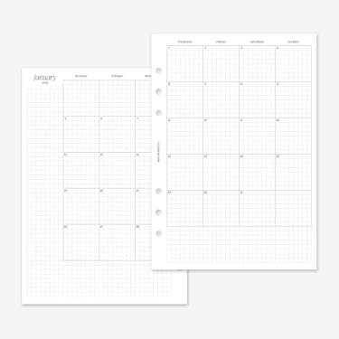 Imagem de MAY PAPER CO. Recarga de planejador mensal A5 Grid 2026, inserção de mês em duas páginas para A5 Filofax e LV GM Agenda de 6 anéis 14 x 21 cm (início de segunda-feira, meses contínuos)