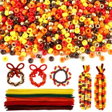 Imagem de UPINS 1500 peças de contas de pônei de outono com 150 peças de limpador de cachimbo para artesanato faça você mesmo decoração de festa de outono colar pulseiras suprimentos para fabricação de joias (5