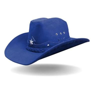 Imagem de Chapéu Americano em Couro Azul - Mundo Texano, Azul, GG