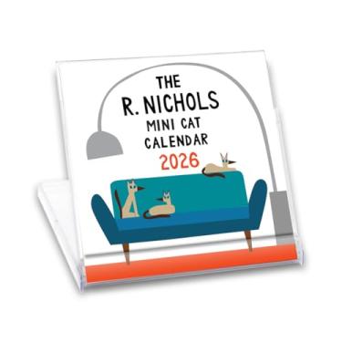 Imagem de R. Nichols Calendário de mesa Mini Cat 2024 – Calendários mensais de mesa para casa e escritório, 10 cm x 10 cm