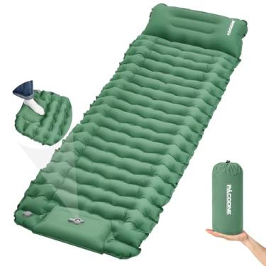 Imagem de PACOONE Almofada de dormir para acampamento, design conectável para tapete duplo, tapete de dormir inflável ultraleve com travesseiro, bomba de pé embutida, colchão de ar portátil de acampamento para