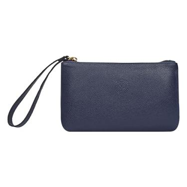 Imagem de Bolsa Clutch Carteira de Mao e Porta Celular Feminina em Couro Legítimo Madamix MDXP046 (Azul)
