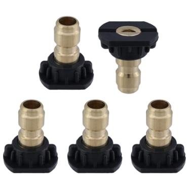 Imagem de FarBoat Canhão de espuma com conector rápido de 1/4 polegada, 5 peças de pontas de bocal de lavagem de pressão preto, aço inoxidável 4000PSI 2,5GPM pontas de bocal de sabão para lavadora, ângulo: 65°