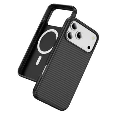 Imagem de FWYANZH Capa magnética para iPhone 17 Pro Max/17 Pro/Air/17, textura de fibra de carbono, fina, minimalista, proteção contra quedas, capa de PC, preta, 17 Pro Max