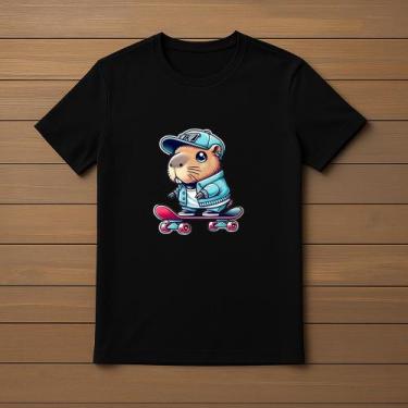 Imagem de Camisa Camiseta Infantil Juvenil Capivara Skate Menino Menina Tamanho 