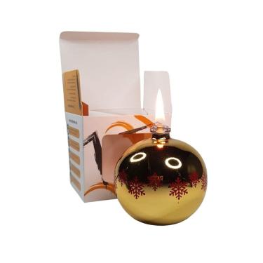 Imagem de Lamparina Decorativa Natal Dourada Para Fluido Velas Bistrot