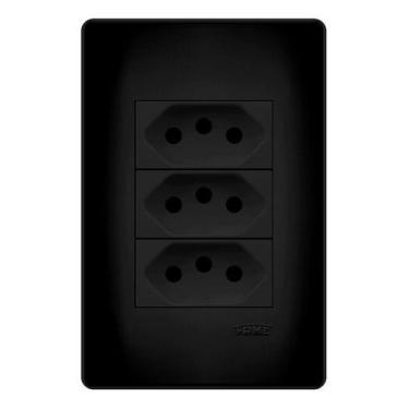 Imagem de Conjunto 3 Tomadas Tripolar 20a 3pino Preto Fosco Black Fame