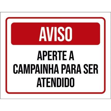 Imagem de Kit 3 Placas Aviso Aperte Campainha Para Ser Atendido