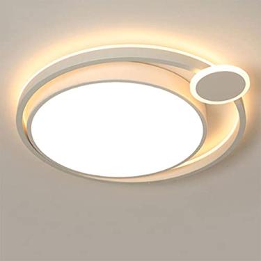 Imagem de Luminárias de teto semi-embutidas de ferro e acrílico, luminária de teto americana, lustre de quarto, hotel criativo, sala quente, casa, lâmpada redonda simples, vida interessante (branco, 3