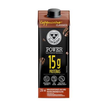 Imagem de Bebida Láctea UHT 3 Corações Power Cappuccino Clássico Zero Lactose 250ml