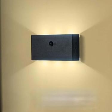 Imagem de Luminária de parede LED recarregável operada por bateria com sensor de movimento, luminária de parede de alumínio acrílico para cima e para baixo, luminária de parede magnética moderna para
