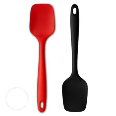 Imagem de Espátula de Silicone Resistente ao Calor – Utensílio de Cozinha Antiaderente com Cabo Reforçado, Ideal para Confeitaria, Massas e Molhos (Preto e Vermelho)