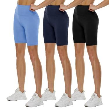 Imagem de Shorts de motociclista QGGQDD de cintura alta 3/5/8 pretos para mulher