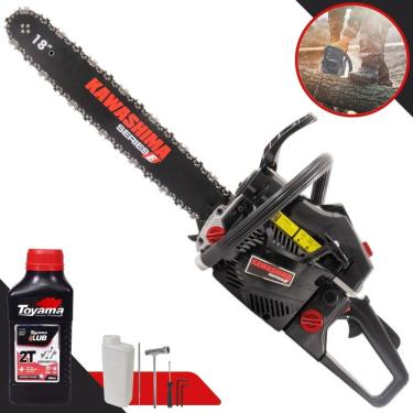 Imagem de Motosserra Profissional Kawashima KCS 580E À Gasolina 2T 54cc Alta Potência e Rotação Ideal Para Corte de Árvores e Lenha + ÓLEO TOYAMA 2T