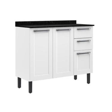 Imagem de Balcão Florença 105cm com 3 Portas e 2 Gavetas Branco Itatiaia, Branco