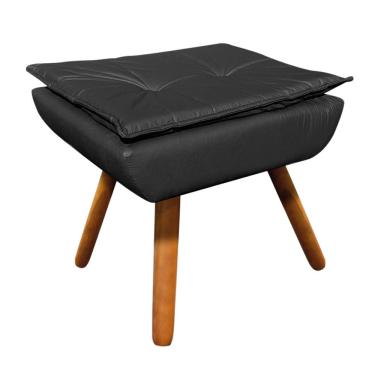 Imagem de Puff Banqueta Decorativo Pé Palito Opala Corino Preto D03 - D'Rossi