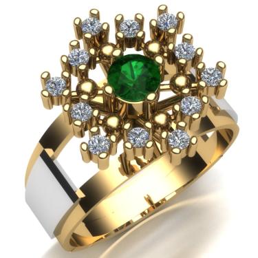 Imagem de Anel de formatura  enfermagem esmeralda e diamantes ouro 18k