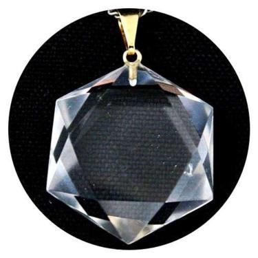 Imagem de Colar Estrela de Davi Pedra Cristal Montagem Pino Dourado