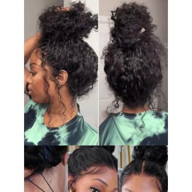 Imagem de Julia Hair Peruca Water Wave 19 x 12 cm Bye Knots sem cola com cabelo de bebê HD Lace Pré tudo com cordão Perucas cabelo humano pré arrancado pré cortado nós descoloridos Coloque e vá linha do cabelo