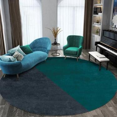 Imagem de Tapetes redondos de pelo curto para decoração de sala de estar Tapetes para decoração de quarto Tapete espesso (200x200cm/E-71)