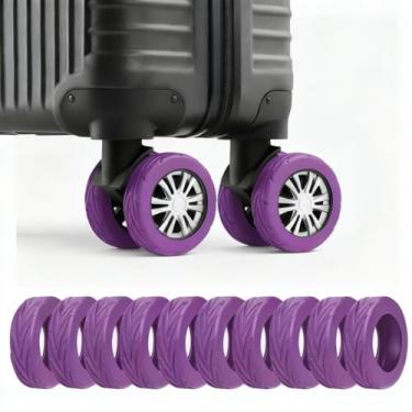 Imagem de 10 Pcs Luggage Wheel Covers, Upgraded Silicone Suitcase Wheel Protectors, 2.-2.4" Spinner Wheels Fit, Wear-Resistant Silent & Anti-Noise, Essential Travel Accessories for Carry-On Luggage
