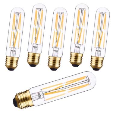 Imagem de CREATE BRIGHT Lâmpadas Tubulares Led T10 E26 Reguláveis Branco Quente 2700K 8W Lâmpadas Edison Clássicas para Lâmpada de Mesa, Luzes Pendentes, 6 Pacotes