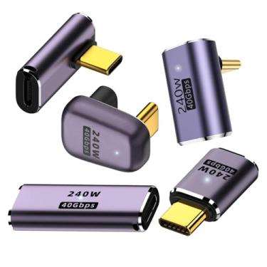 Imagem de YUNKOZAND Adaptador USB C de 90 graus, adaptador de ângulo reto USB C com carregamento de vídeo PD 240 W 8K @ 60 Hz, compatível com Steam Deck, Switch, VR e mais dispositivos Tipo C (5 peças)