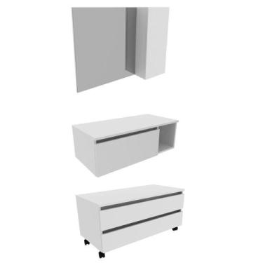 Imagem de Conjunto De Armarios Para Banheiro Com Espelheira Branco - TECNO MOBIL