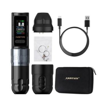 Imagem de Kit De Caneta De Tatuagem Ambition Soldier Max 4.0mm Sem Fio 2400mAh M
