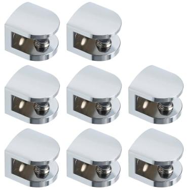 Imagem de Suporte de prateleira de vidro, 8 peças, suportes ajustáveis para prateleiras, grampos de montagem na parede para prateleiras de vidro de 8 a 10 mm, ferragens de suporte de clipe de banheiro, cromado