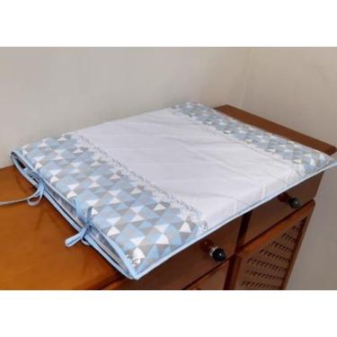 Imagem de Trocador para comoda de bebe Geométrico azul bebe e cinza Guippir Luxo