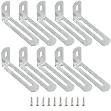 Imagem de 10 peças de suportes ajustáveis de ângulo reto de metal em L de 90 graus, suporte de canto em forma de L, suporte de canto em forma de L, suporte de prateleira prata