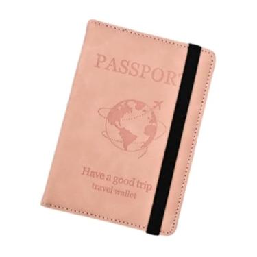 Imagem de Carteira protetora de couro PU unissex com compartimento para cartão e porta-bilhetes, rosa, Conveniente