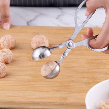 Imagem de Pequena máquina de almôndegas de aço inoxidável, bola de carne antiaderente com alça para almôndegas, bolos e preparação de alimentos