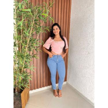 Imagem de Calça Feminina Cigarrete Jeans Claro Cintura Alta TNW Confecções