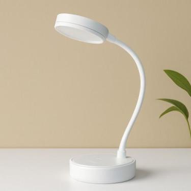 Imagem de Luminária de Mesa LED Flexível Branca para Estudo e Escritório Ilumina