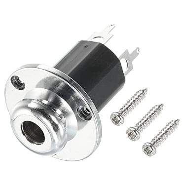Imagem de 6,5 mm (1/10.2 cm) guitarra elétrica baixo mono terminal saída Jack Strap botão jack soquete para guitarras elétricas acústicas prata